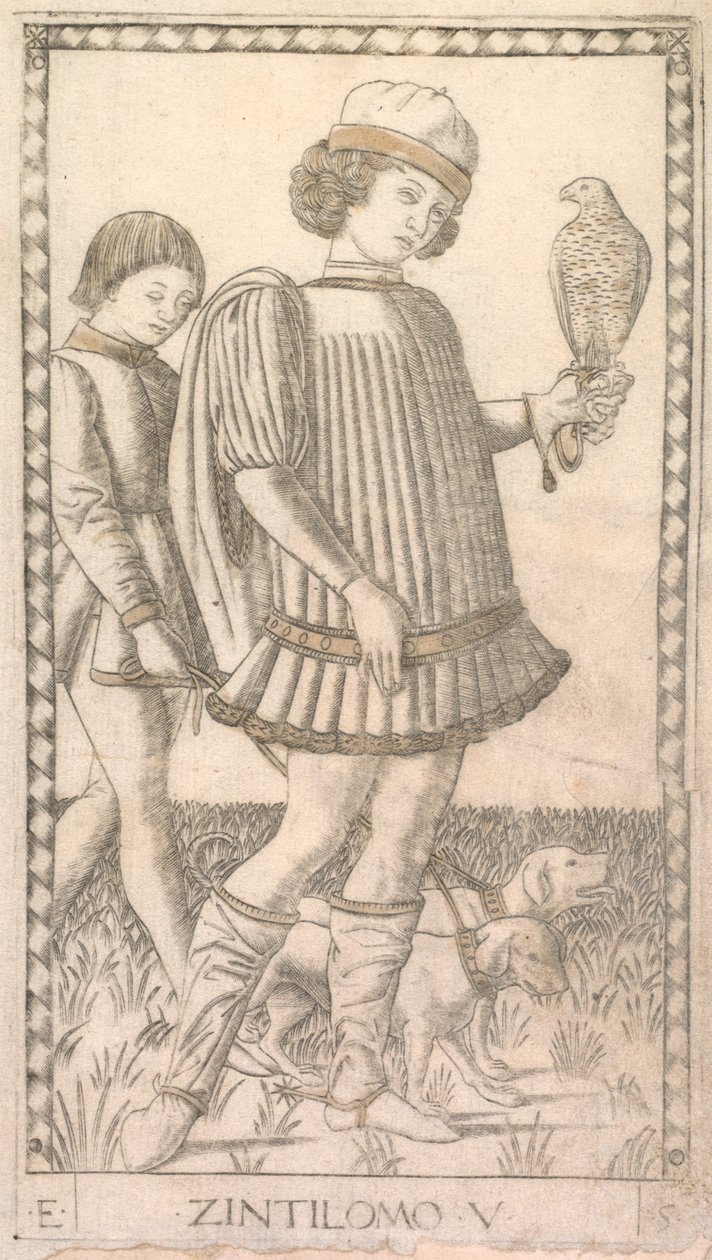Caballero de la serie Tarocchi E: Condiciones del Hombre, #5, c. 1465 de Master of the E-Series Tarocchi
