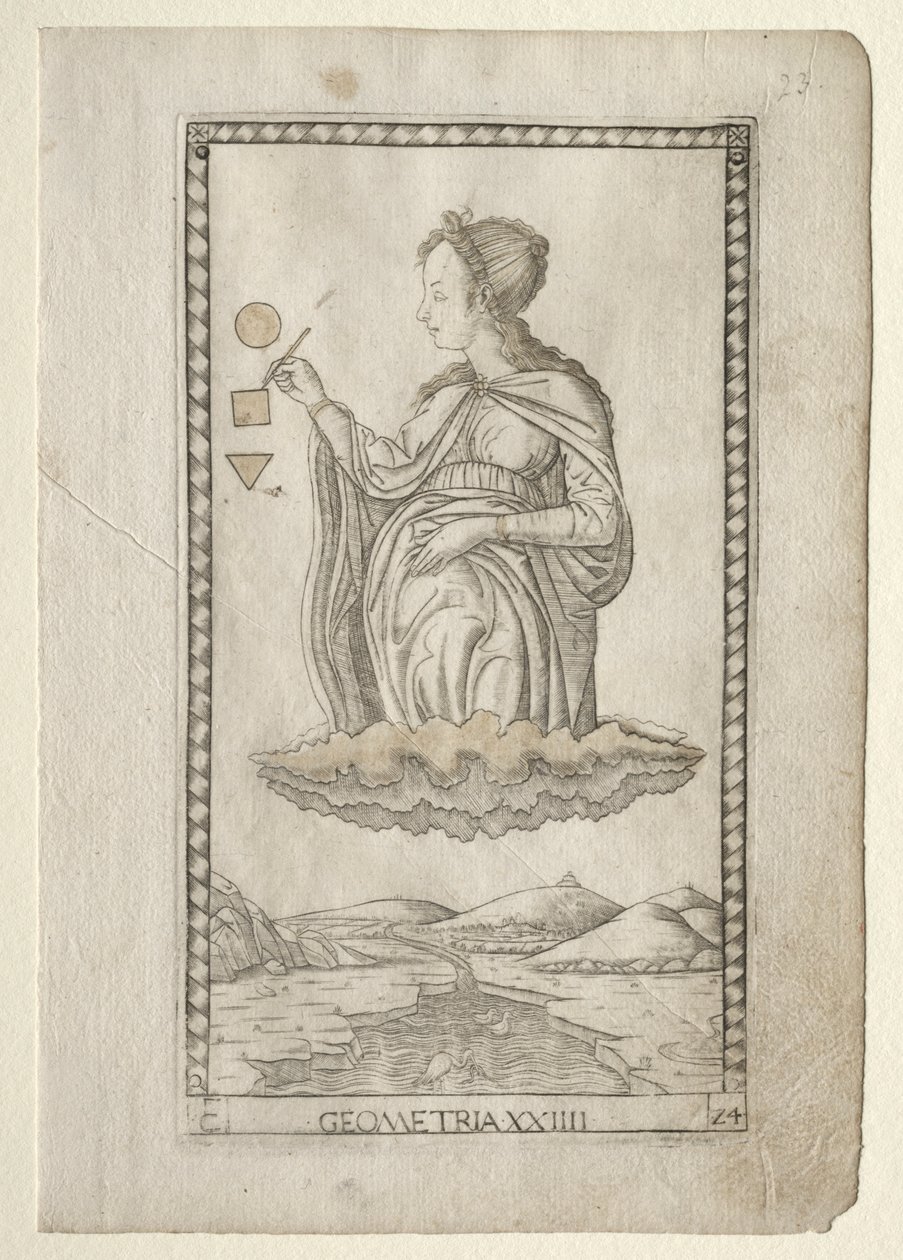 Geometría de los Tarocchi, serie C: Artes Liberales, #24, antes de 1467 de Master of the E Series Tarocchi