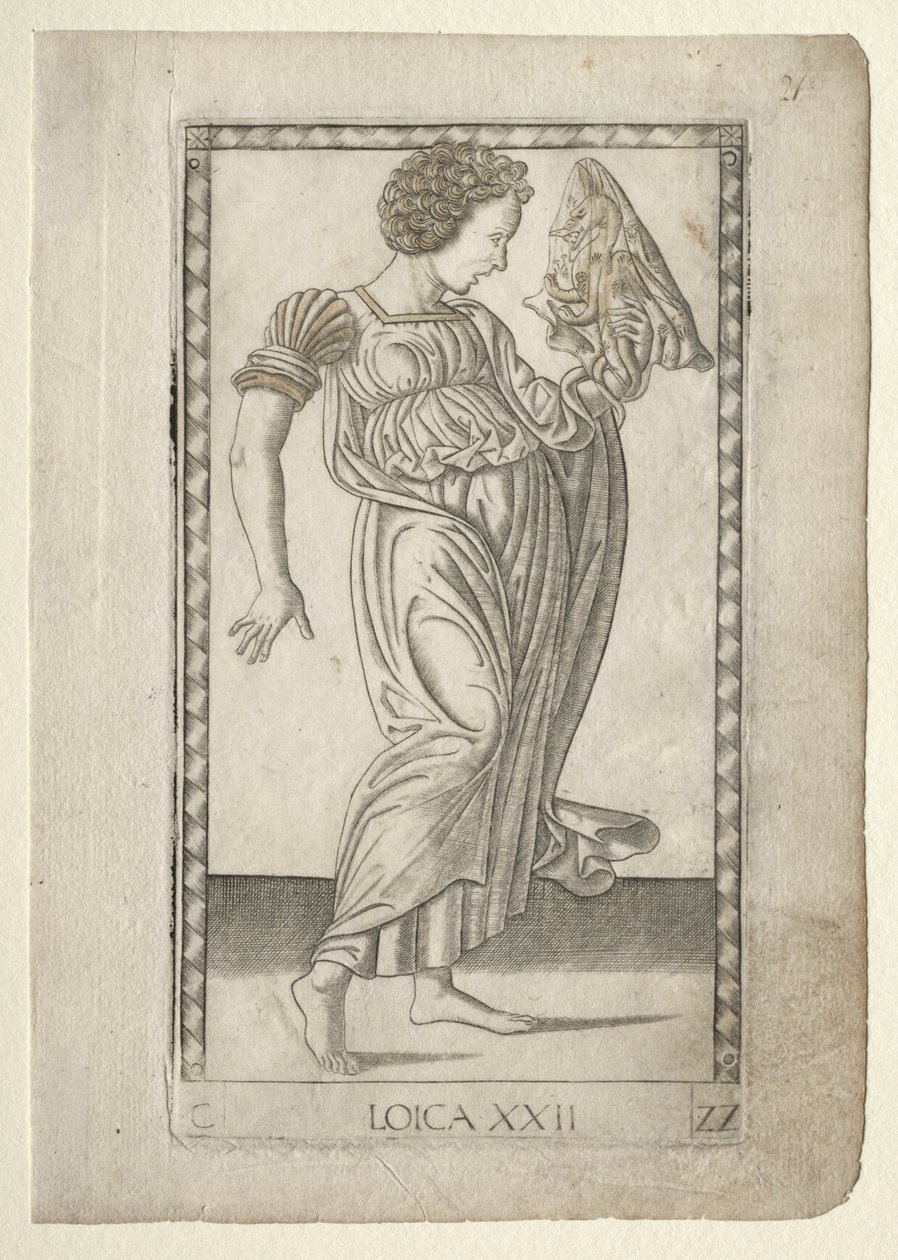 Lógica de los Tarocchi, serie C: Artes Liberales, #22, antes de 1467 de Master of the E Series Tarocchi