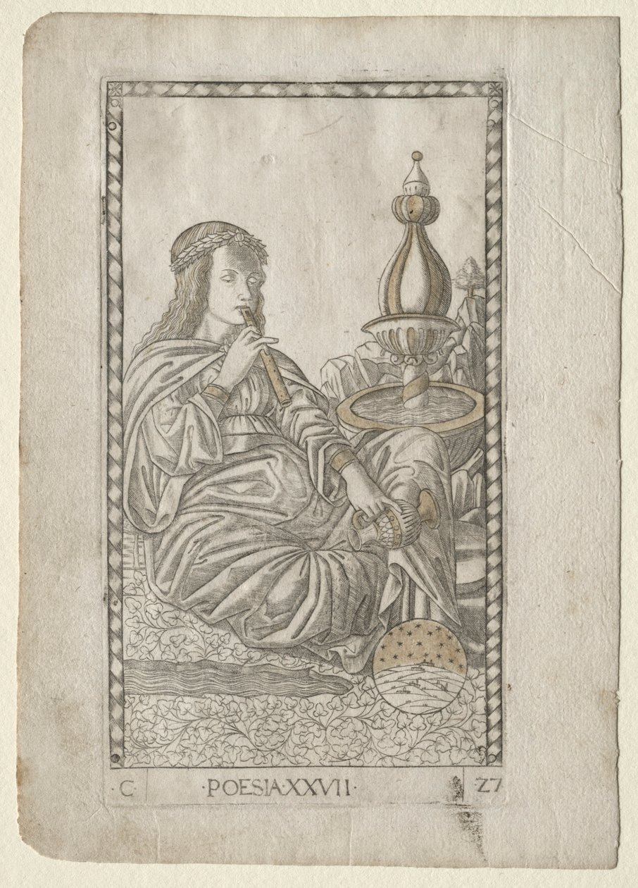 Poesía del Tarocchi, serie C: Artes Liberales, #27, antes de 1467 de Master of the E Series Tarocchi