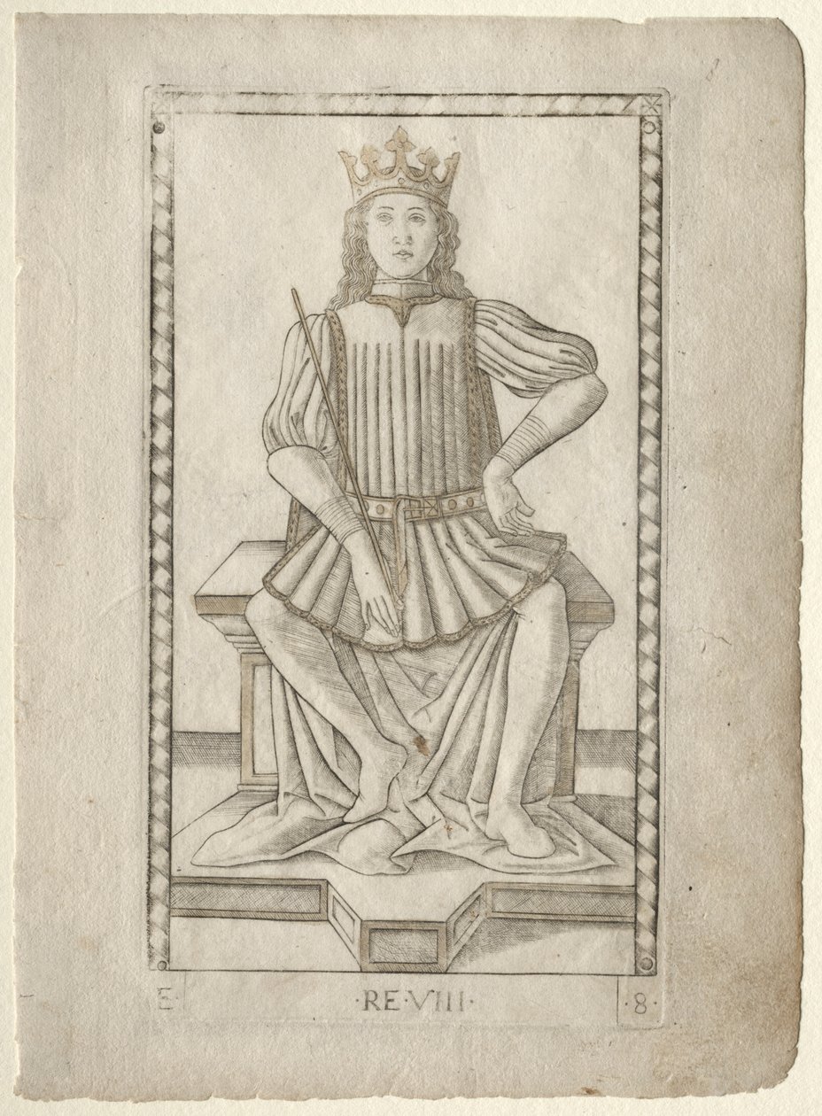 El Rey de los Tarocchi, serie E: Condiciones del Hombre, #8, antes de 1467 de Master of the E Series Tarocchi