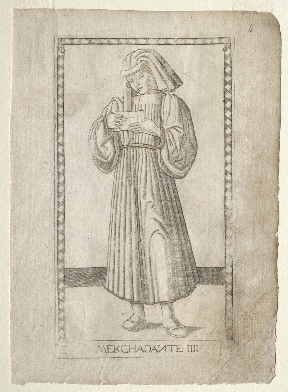 El mercader de los Tarocchi, serie E: Condiciones del Hombre, #4, antes de 1467 de Master of the E Series Tarocchi