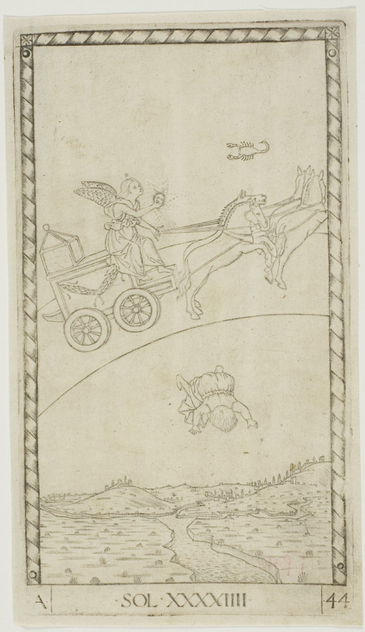 El Sol, lámina 44 de Planetas y Esferas de Master of the E Series Tarocchi
