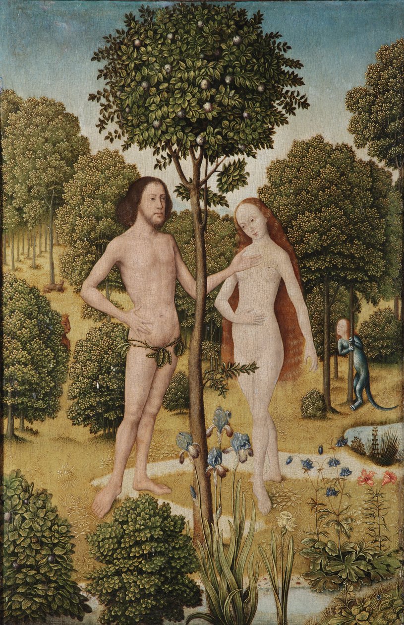 Adán y Eva en el Jardín del Edén de Master of the Embroidered Foliage