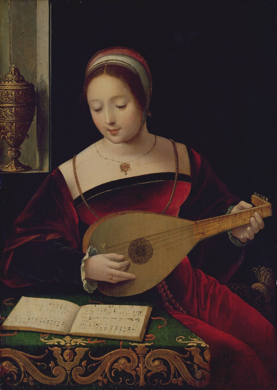 María Magdalena tocando el laúd de Master of the Female Half Lengths