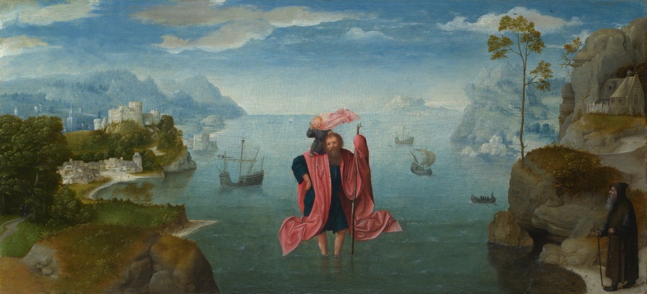San Cristóbal llevando al Niño Cristo, mediados del siglo XVI de Master of the Female Half Lengths,
