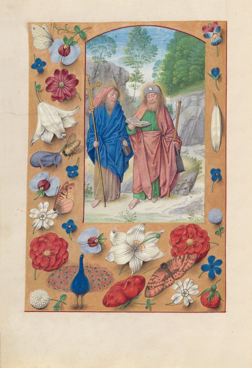 Horas de la Reina Isabel la Católica, Reina de España:  Fol. 175v, Santos Felipe y Santiago de Master of the First Prayerbook of Maximillian