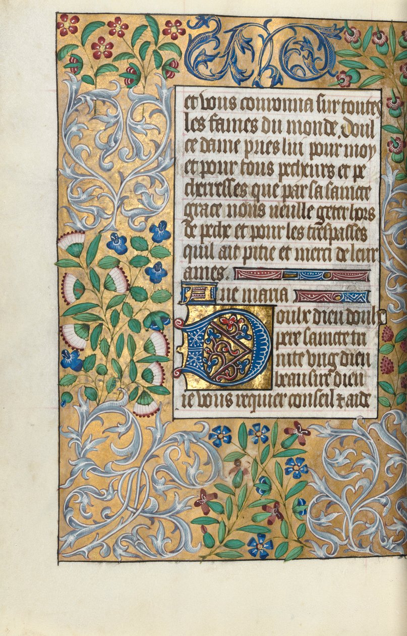 Libro de Horas Uso de Rouen: fol. 151v, Borde elaborado de follaje, c. 1470 de Master of the Geneva Latini