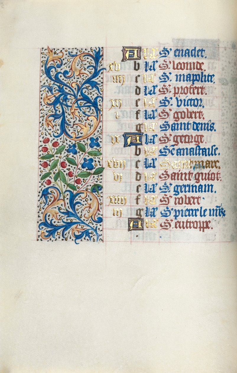 Libro de Horas Uso de Rouen: fol. 4v, c. 1470 de Master of the Geneva Latini