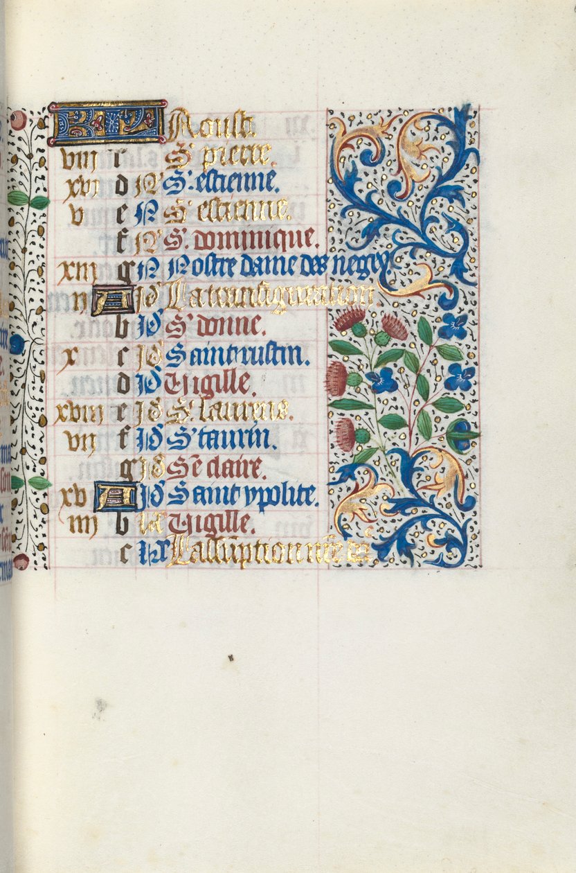 Libro de Horas Uso de Rouen: fol. 8r, c. 1470 de Master of the Geneva Latini