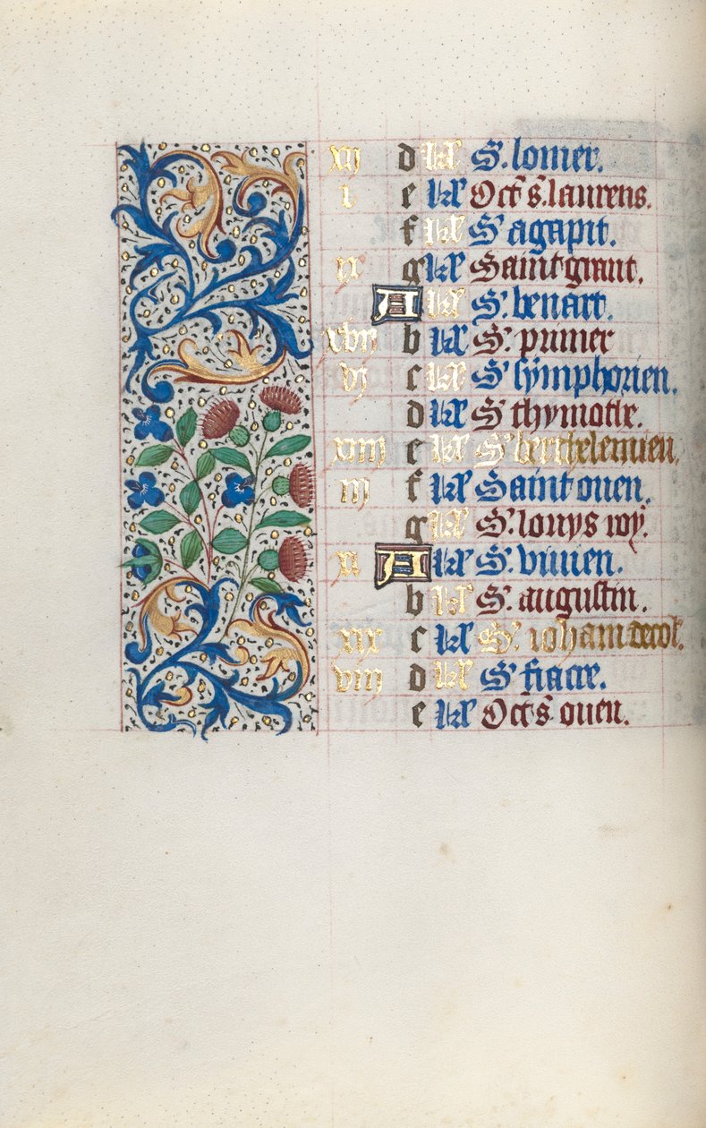 Libro de Horas Uso de Rouen: fol. 8v, c. 1470 de Master of the Geneva Latini