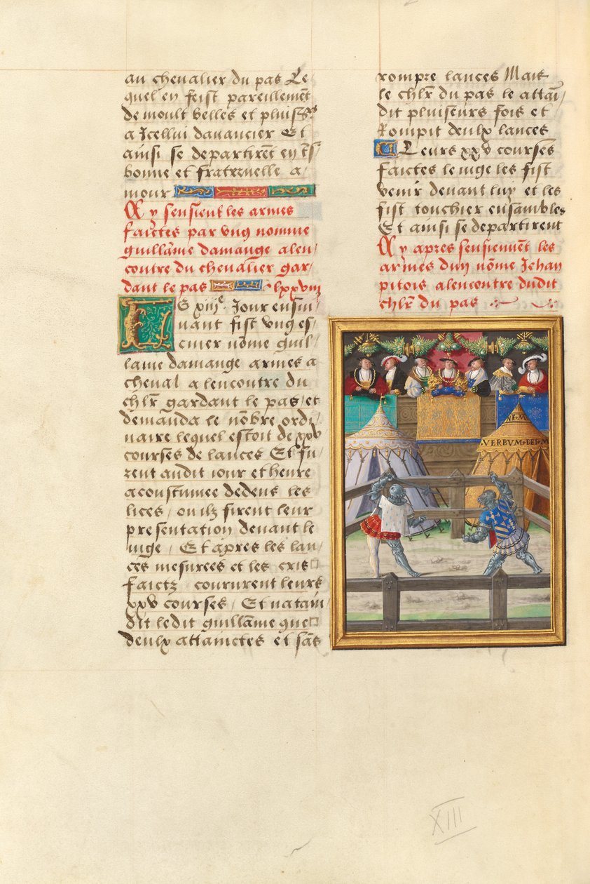 Jacques de Lalaing lucha contra el Esquire Jean Pitois en el paso de armas de la Fuente de las Lágrimas de Master of the Getty Lalaing