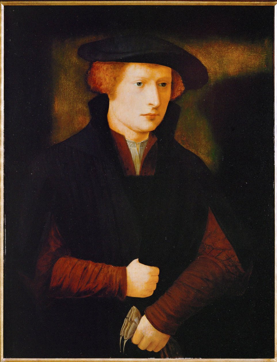 Retrato de un joven (pintura sobre madera de roble) de Master of the Half Figures