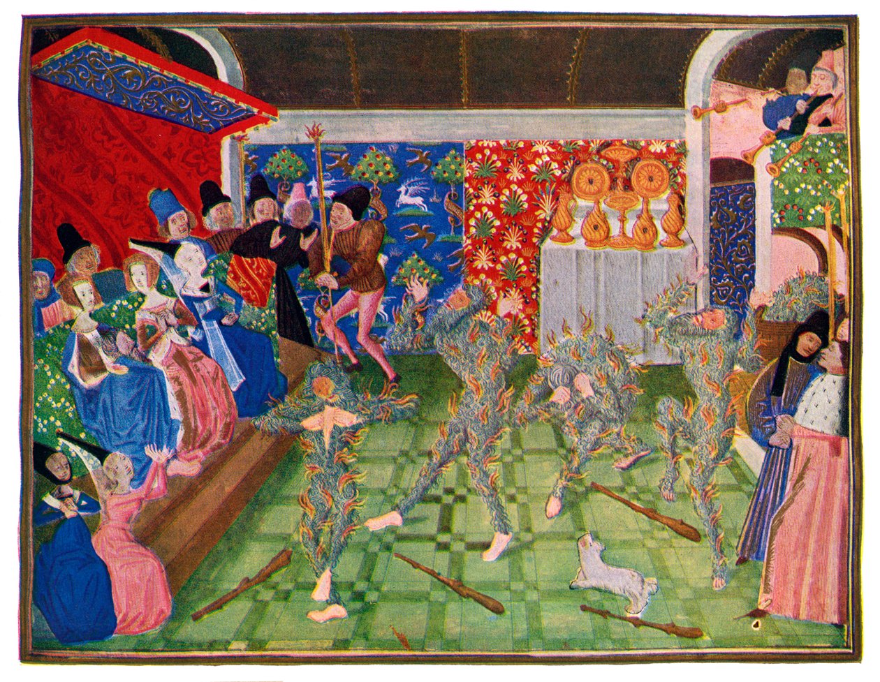 Mascarada en la corte francesa, 1393, 1470-1475 de Master of the Harley Froissart