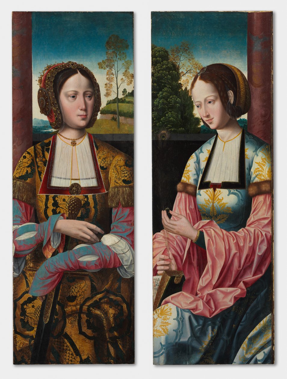 Santa Catalina y Santa Bárbara (pareja) de Master of the Holy Blood