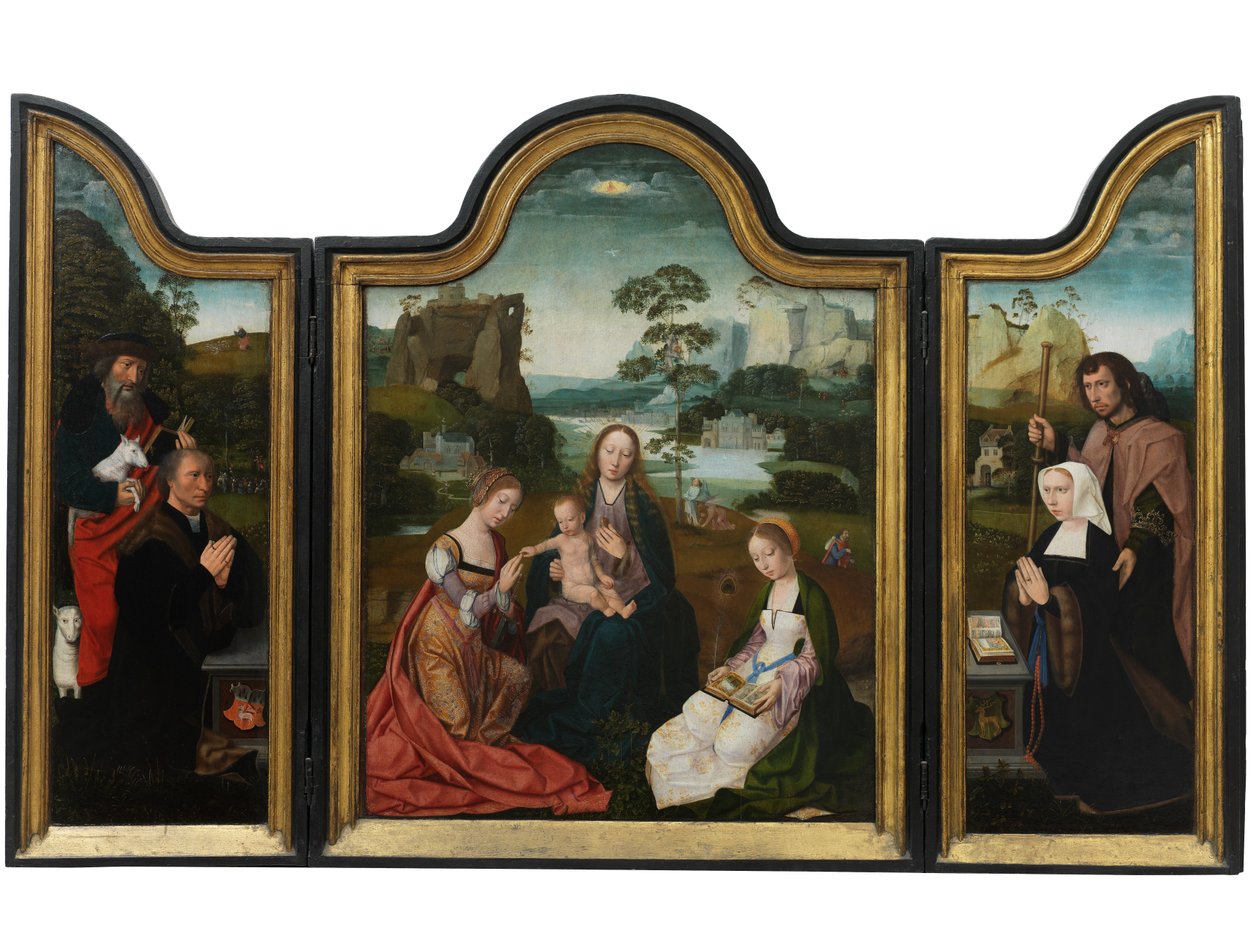 Virgen con el Niño y Santa Catalina y Santa Bárbara, c.1520-25 (óleo sobre tabla) de Master of the Holy Blood