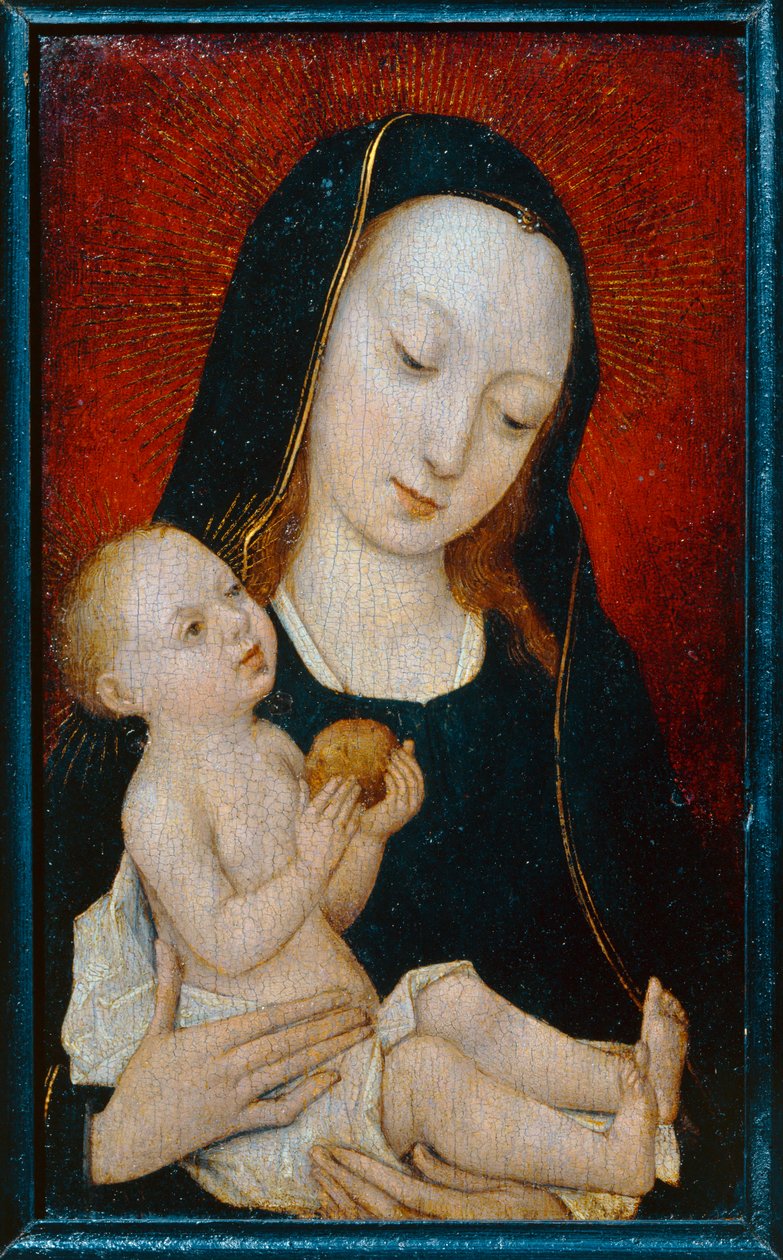 Virgen con el Niño sosteniendo una manzana ... de Master of the Legend of St. Madeleine
