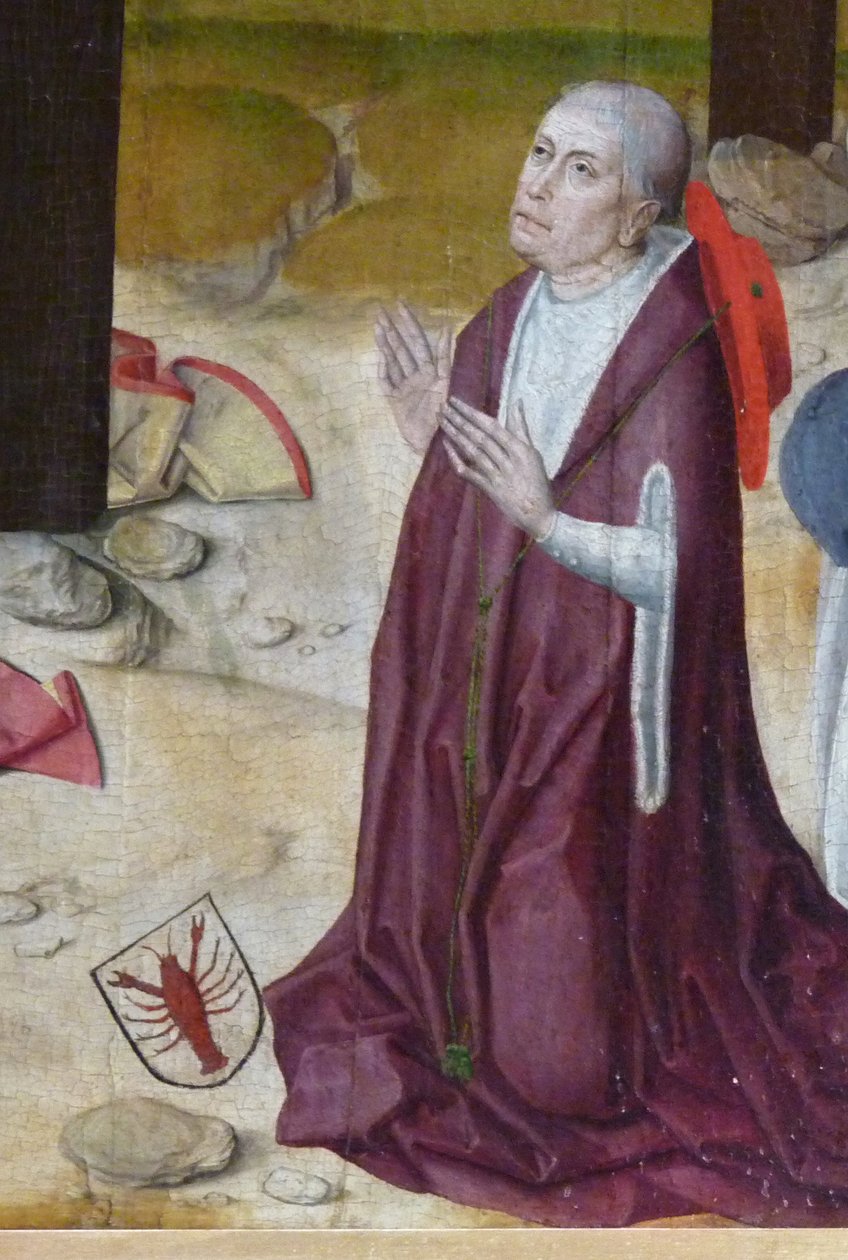 Nicolás de Cusa. (detalle) del altar en la capilla del Hospital de San Nicolás, c. 1480 de Master of the Life of the Virgin