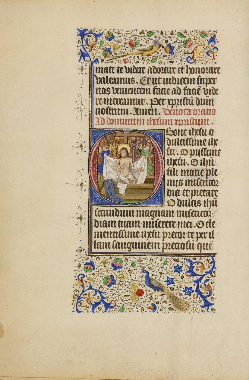 Inicial O: El hombre de los dolores de Master of the Llangattock Hours