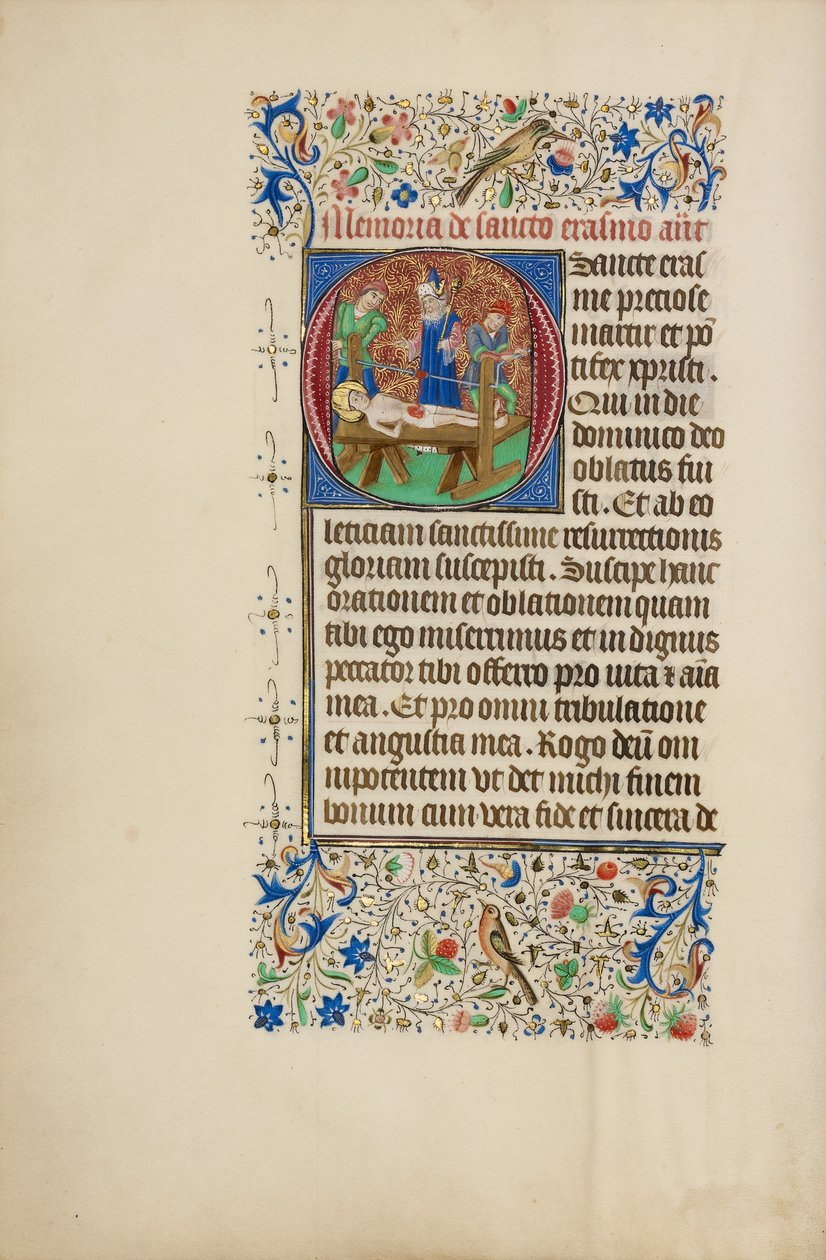 Inicial O: El martirio de San Erasmo de Master of the Llangattock Hours