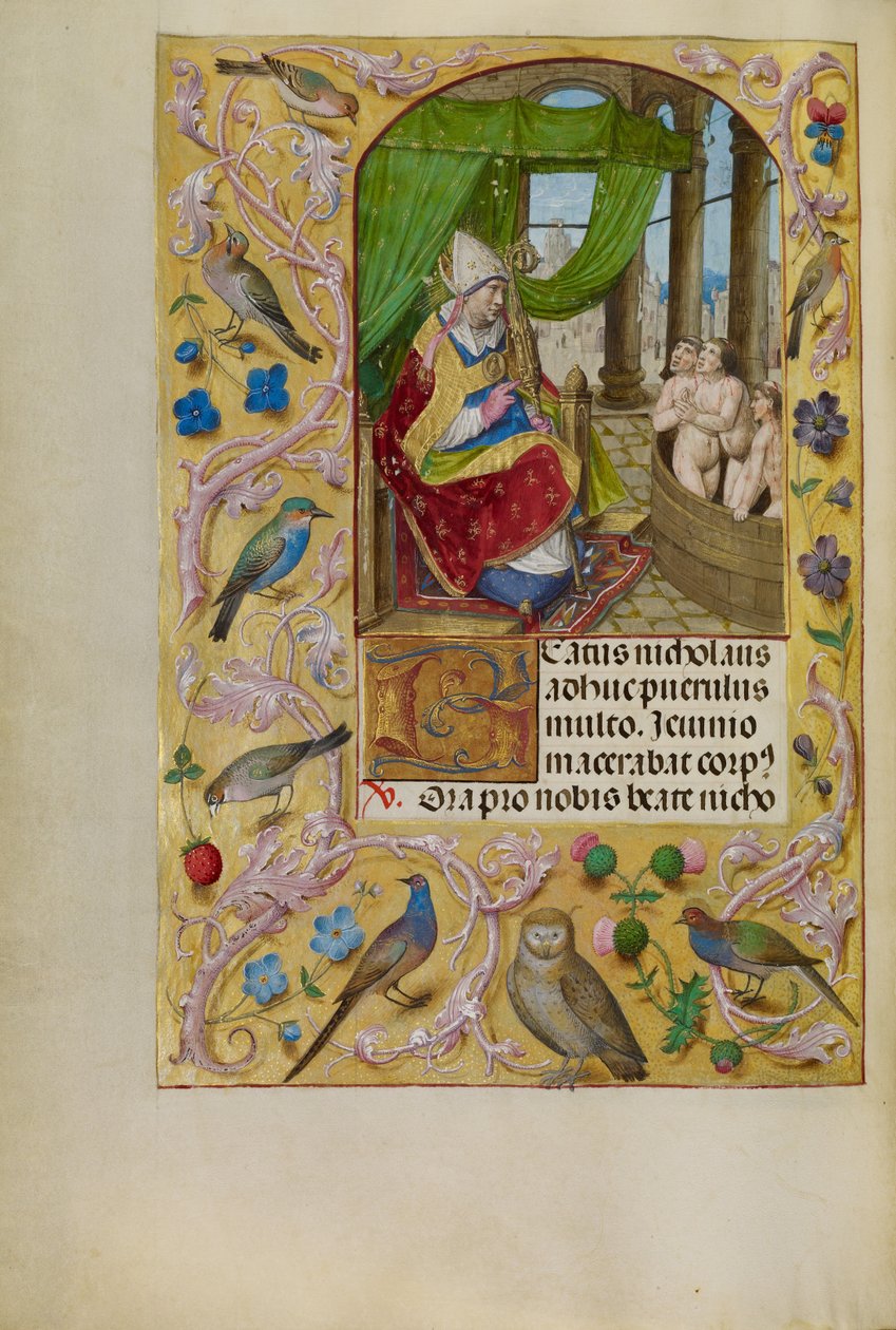 San Nicolás rescata a tres jóvenes de una bañera de Master of the Lübeck Bible