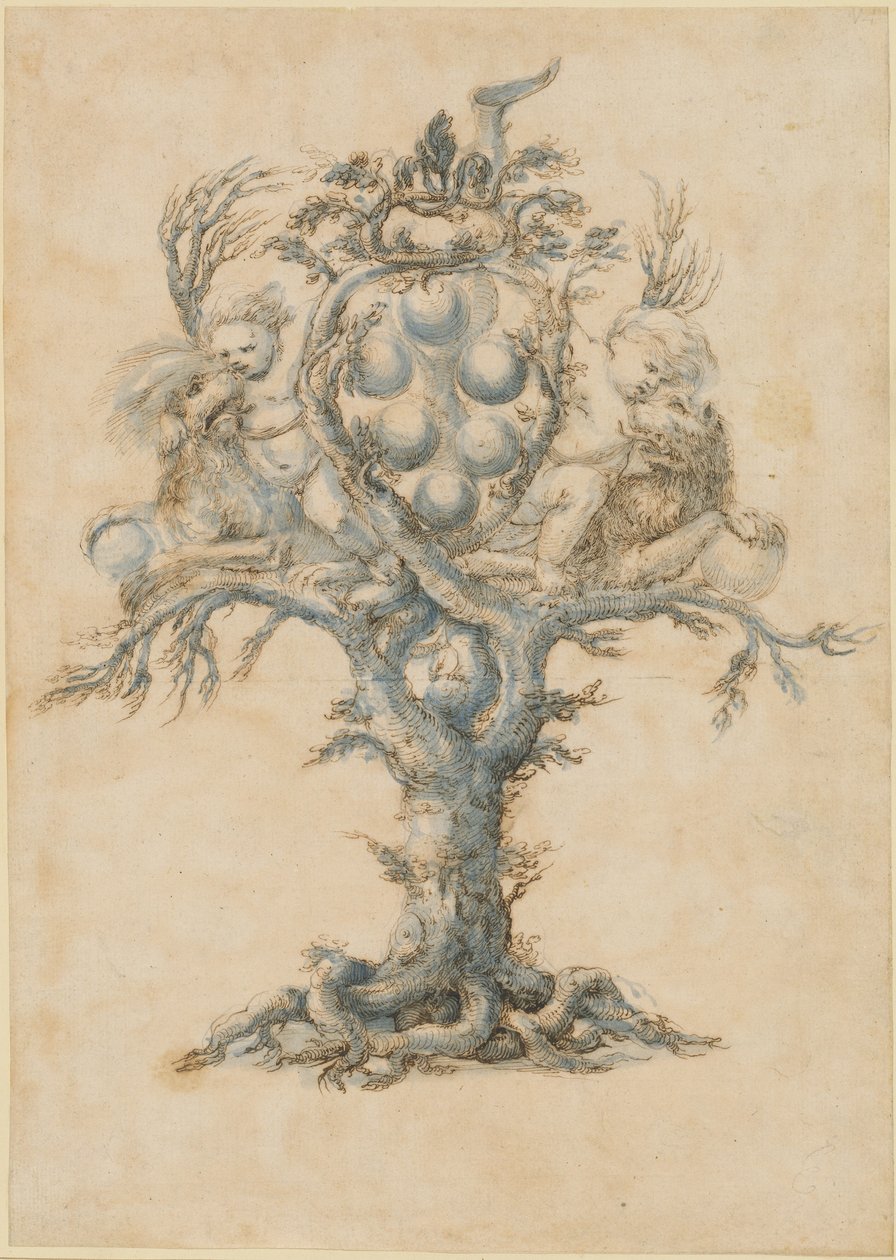 Un Decantador de Vino con Leones y Putti de Master of the Medici Banquet Decanters