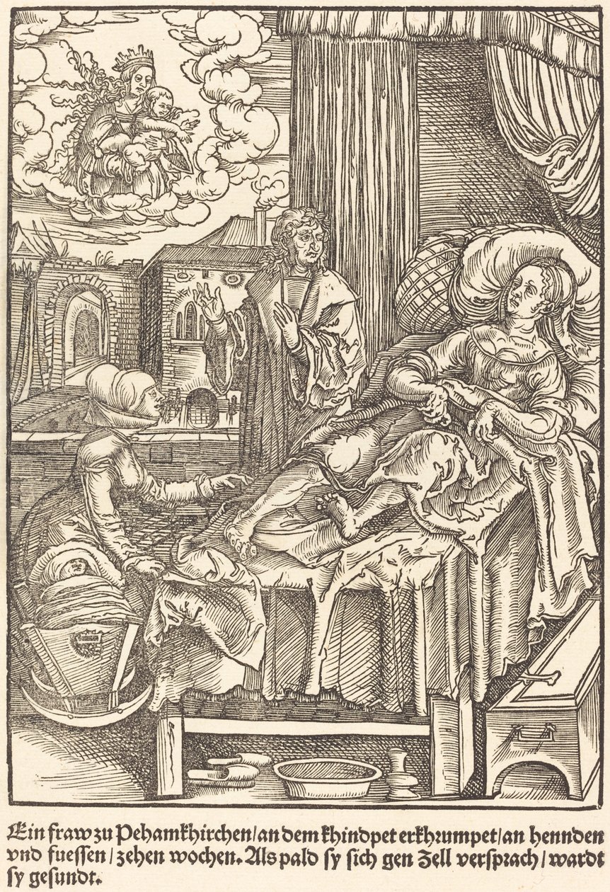 Una mujer en Peham Kirchen... de Master of the Miracles of Mariazell