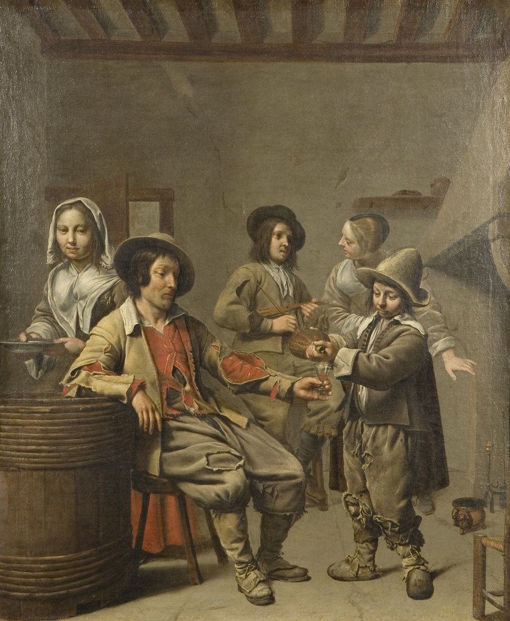 Niño sirviendo una copa de vino a un campesino, c.1650 de Master of the Processions