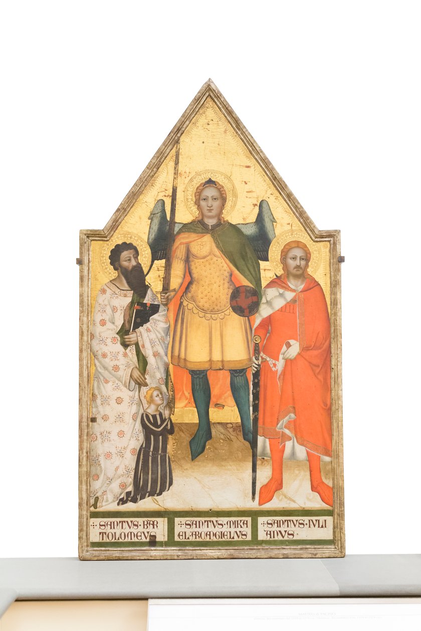 San Miguel Arcángel, Bartolomé, Julián y el donante, c.1360-1365 (panel) de Master of the Rinuccini Chapel