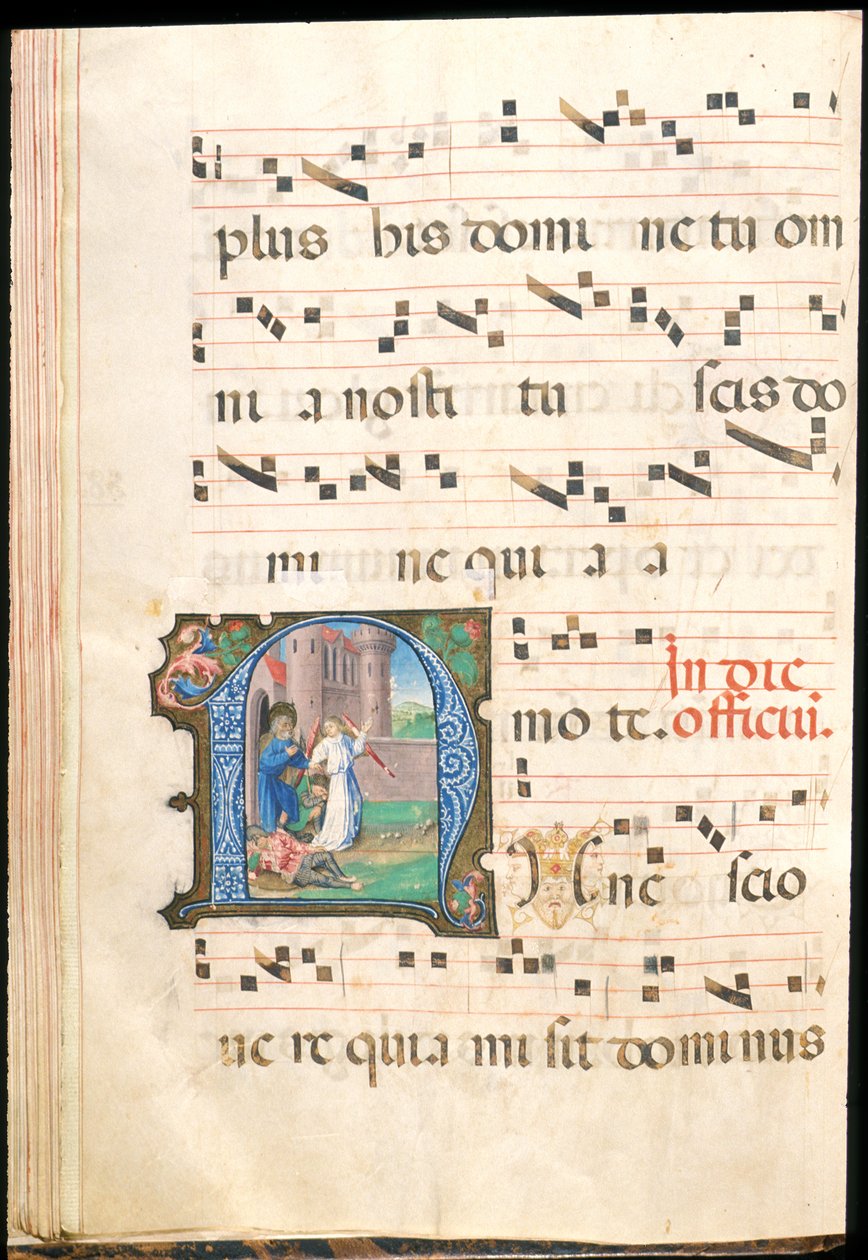 San Pedro liberado de la cárcel, f.58v de un gradual, finales del siglo XV (tinta, temple y pan de oro sobre pergamino) de Master of the Saluces Hours (attr. to)