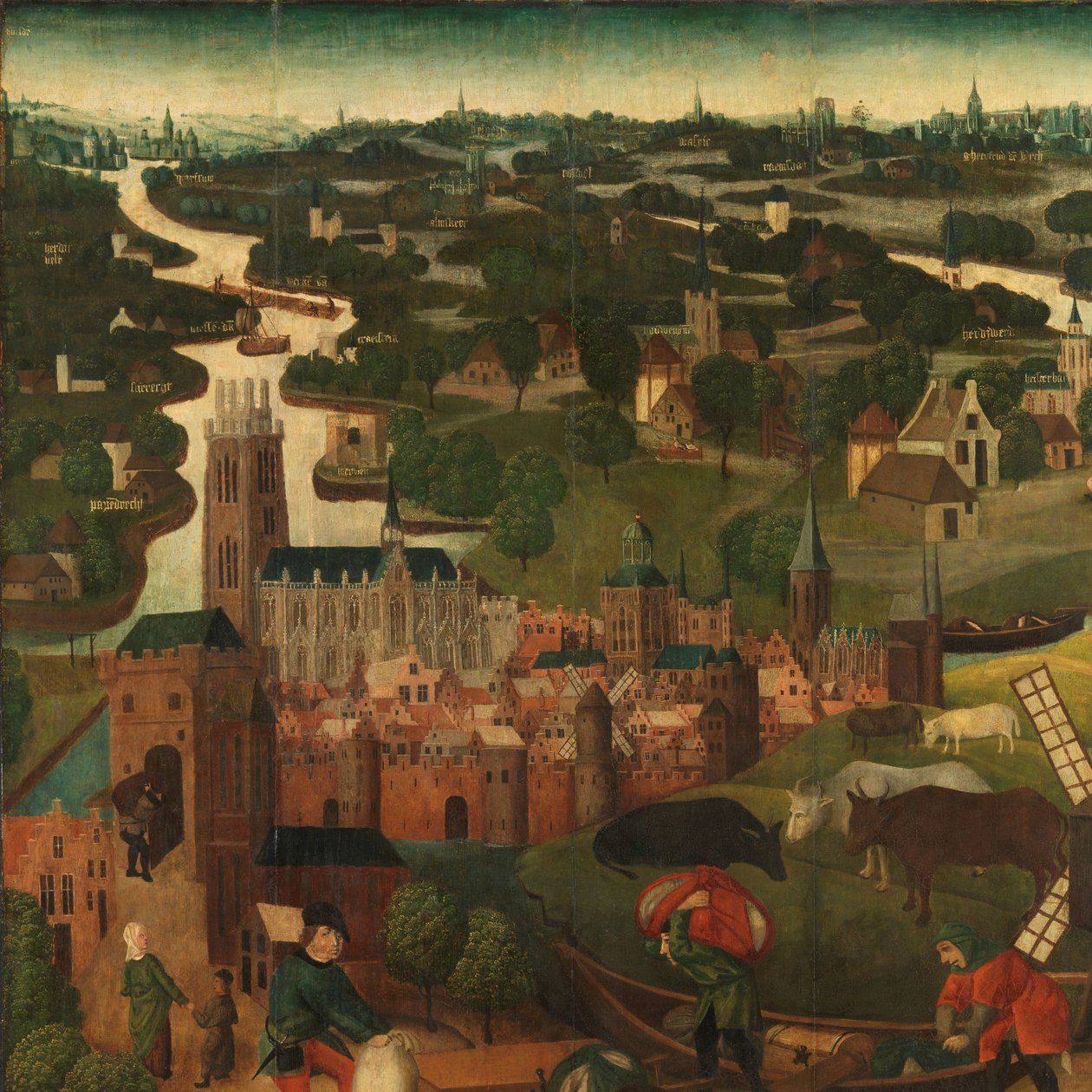 La inundación del día de Santa Isabel
Ala exterior izquierda de un retablo que representa la inundación del día de Santa Isabel, 18-19 de noviembre de 1421, con la ciudad de Dordrecht al fondo de Master of the St Elizabeth Panels