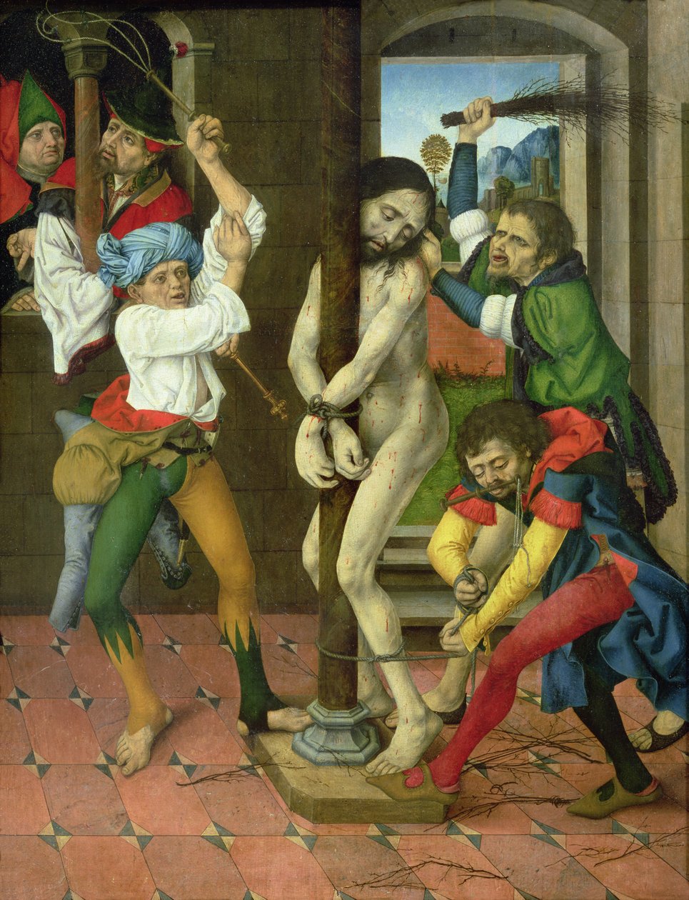 La Flagelación de Cristo, panel lateral del Retablo de la Pasión (óleo sobre tabla) de Master of the Strache Altar