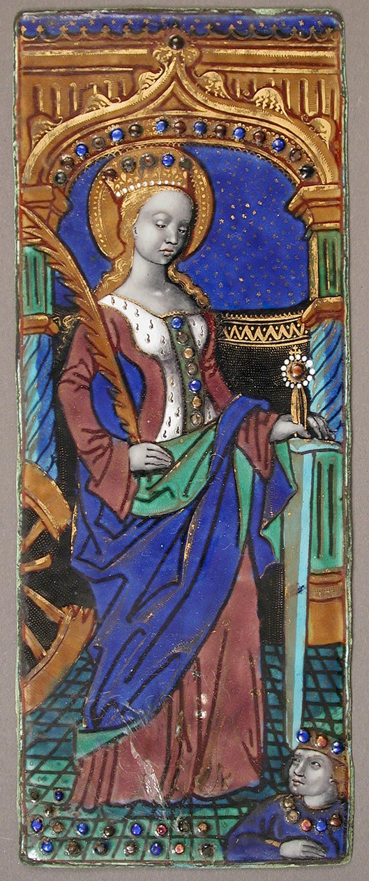 Panel de tríptico con Santa Catalina, francés, siglos XV-XVI de Master of the Triptych of Louis