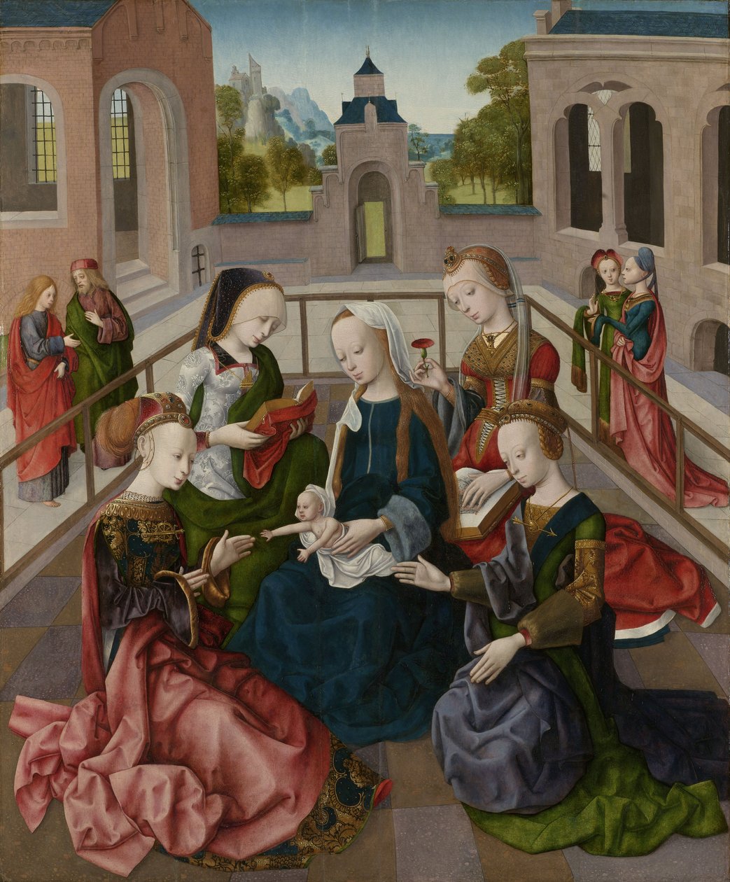 La Virgen y el Niño con cuatro santas vírgenes, c.1495-1500 de Master of the Virgo Inter Virgines