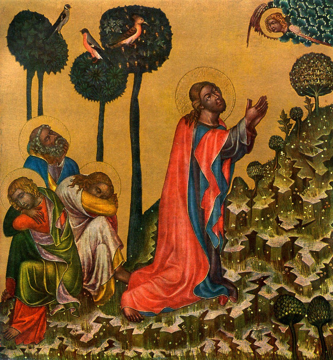 Jesús en el Huerto de los Olivos, c. 1350 (1955) de Master of the Vyssi Brod Altar