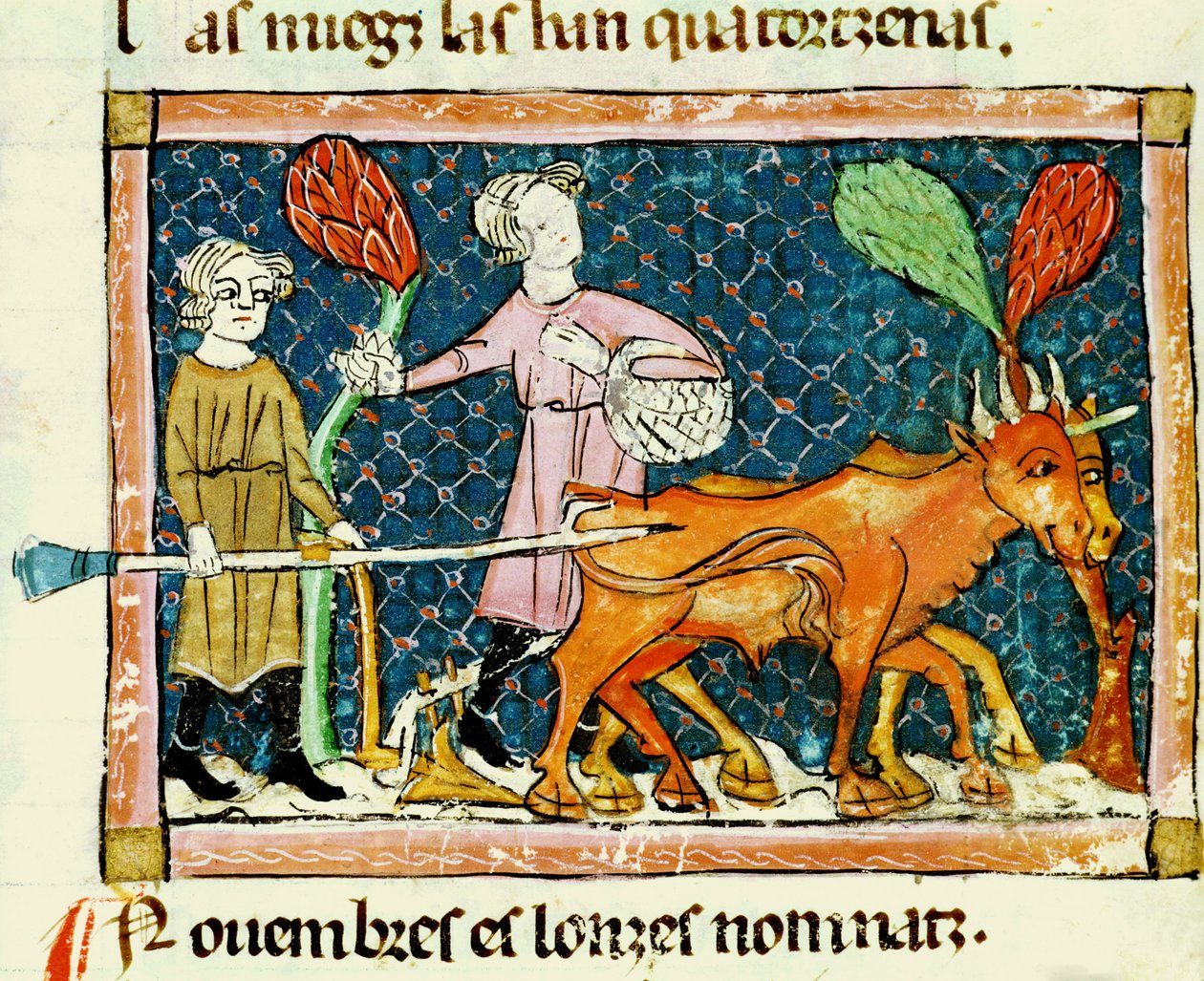 Fol.59r Octubre: Arando de Matfre Ermengaut
