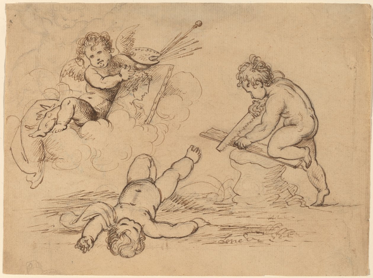 Alegoría: Cuatro putti de Mather Brown