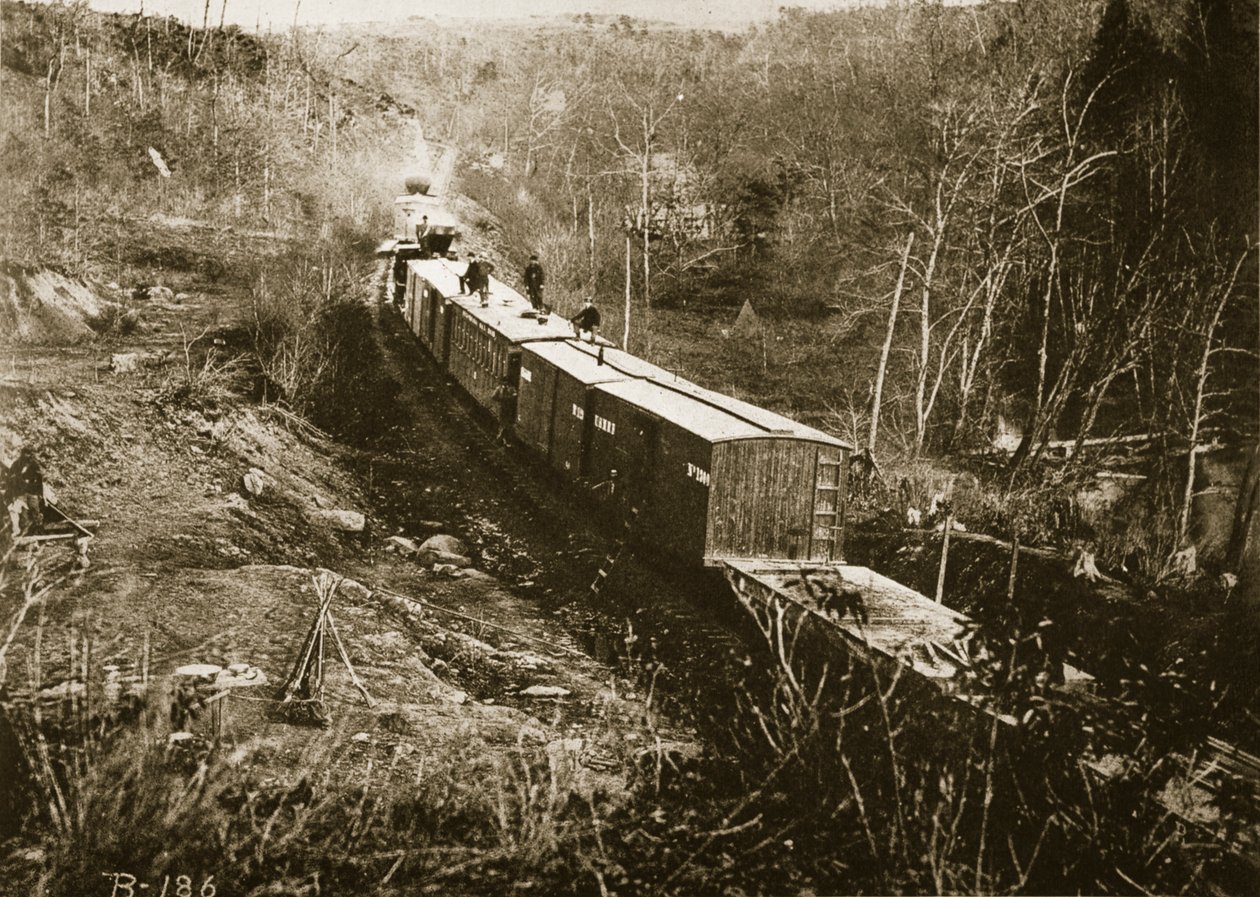 Un tren de suministros del ejército, Virginia, 1861-65 de Mathew B. Brady