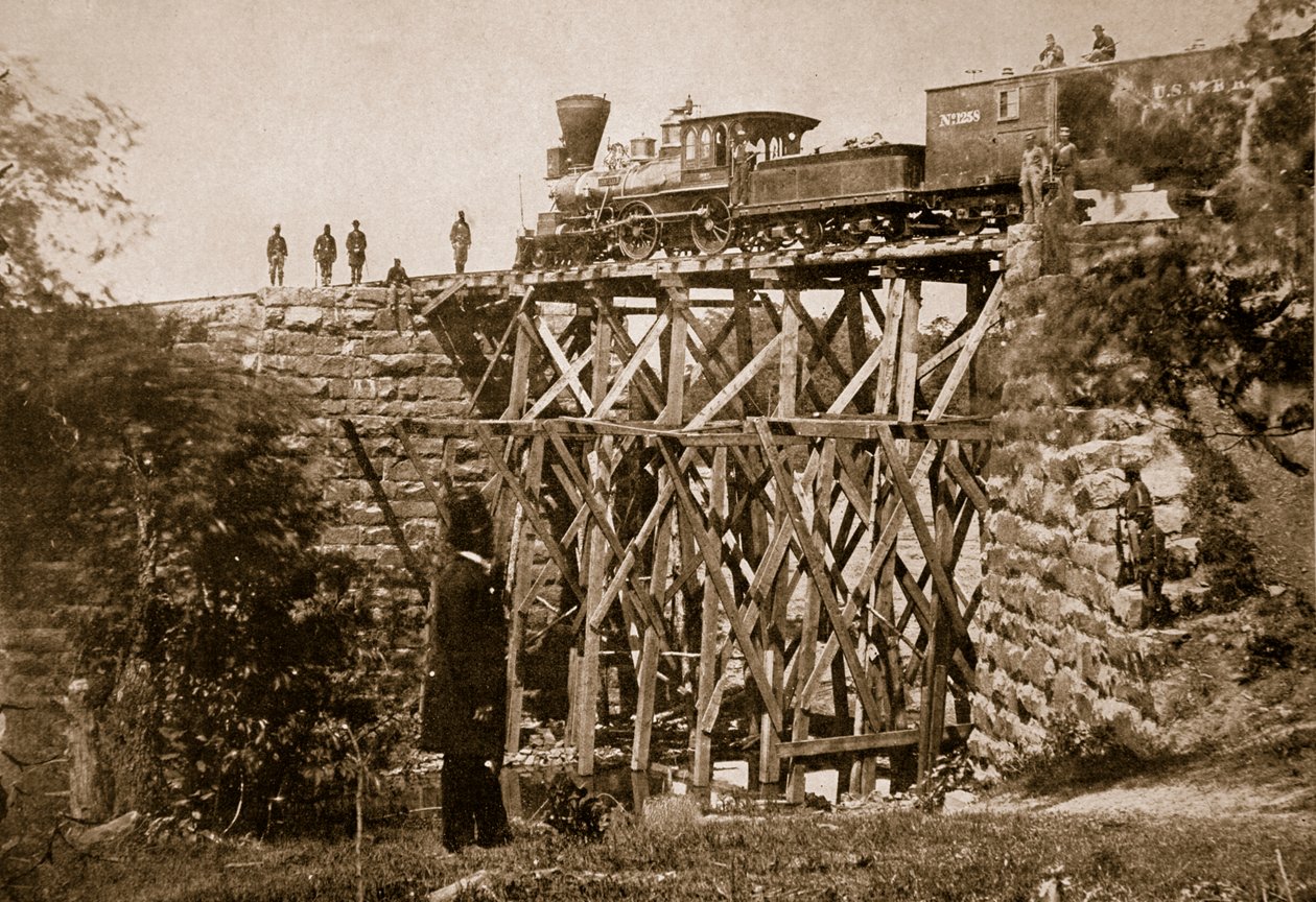 Puente construido por tropas en el Ferrocarril Orange y Alexandria, 1861-65 de Mathew B. Brady