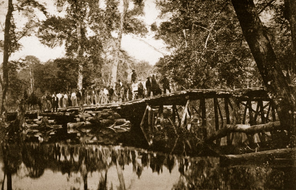 Puente de Grapevine sobre el río Chickahominy, 1861-65 de Mathew B. Brady