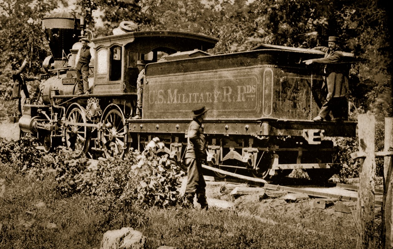 Locomotora en el Ferrocarril Militar de los Estados Unidos, 1861-65 de Mathew B. Brady