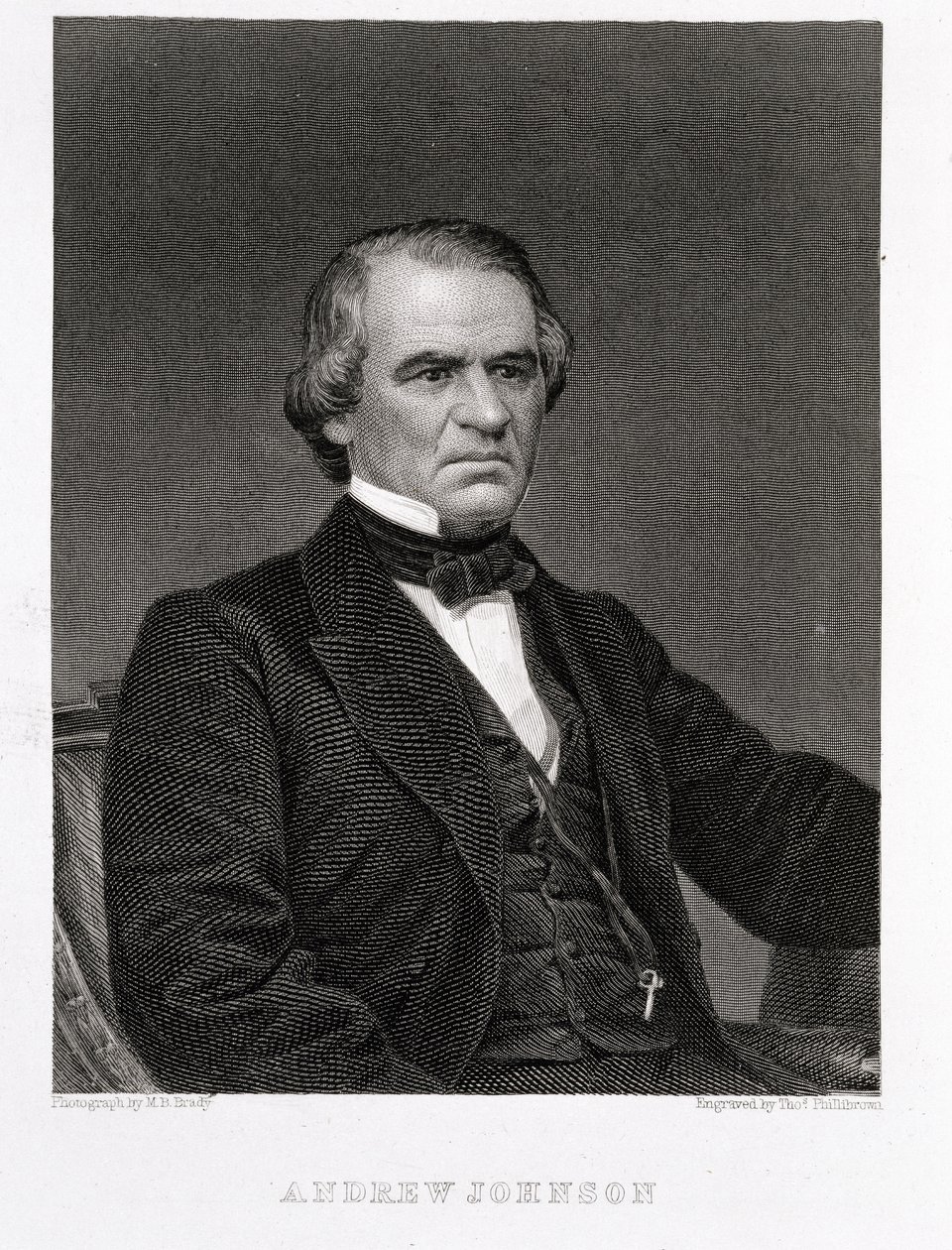 Andrew Johnson, grabado de una fotografía por Thomas Phillibrown de Mathew B. Brady