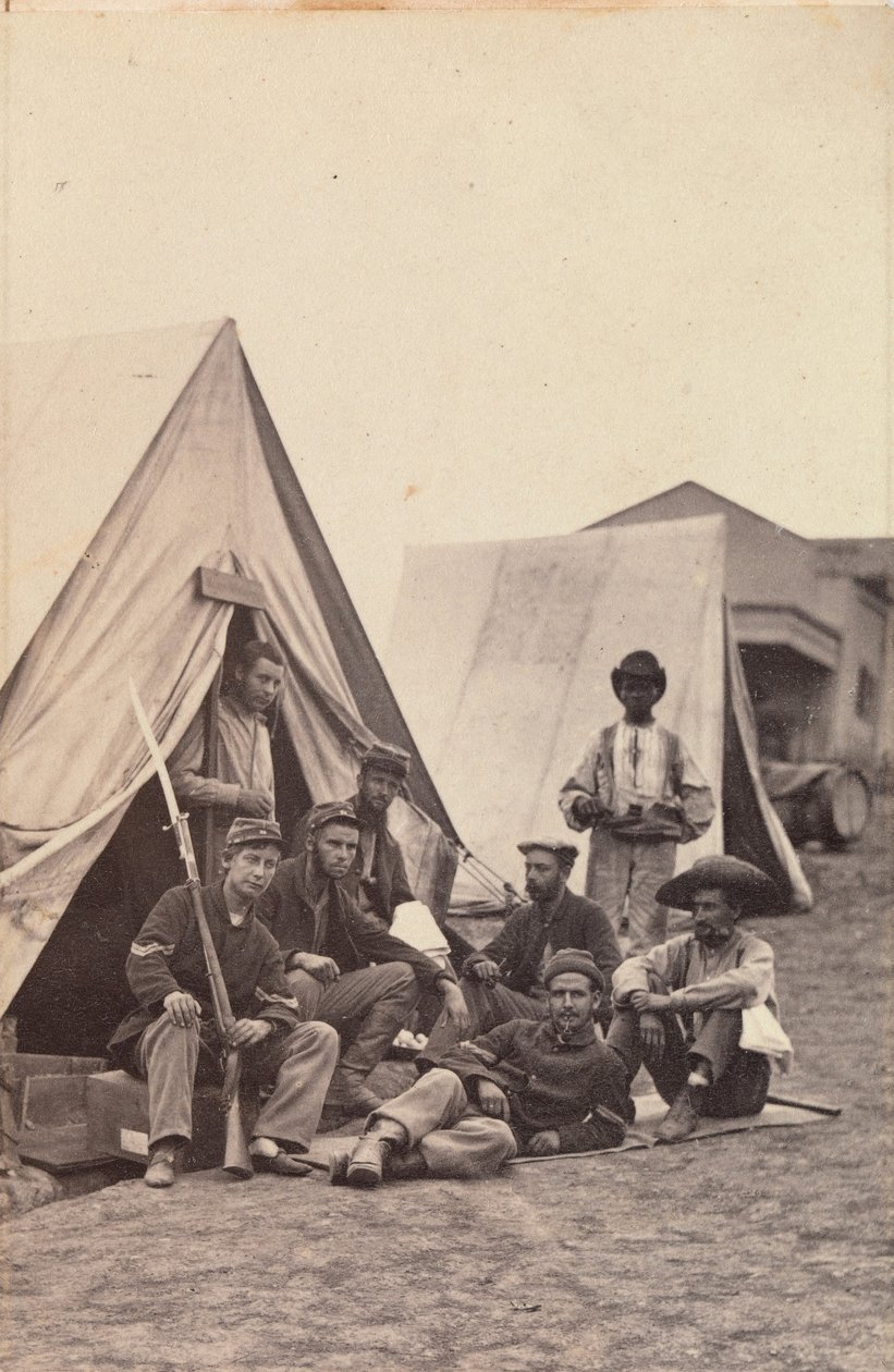 [Escena de campamento con soldados de la 22ª Milicia del Estado de Nueva York, Harper