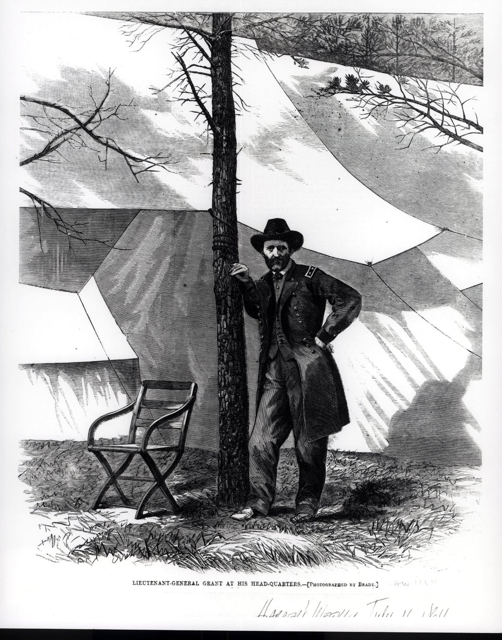 Teniente General Ulysses S. Grant, en su cuartel general, ilustración de 