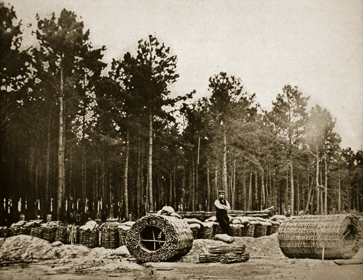 Haciendo gabiones frente a Petersburg, 1861-65 de Mathew B. Brady