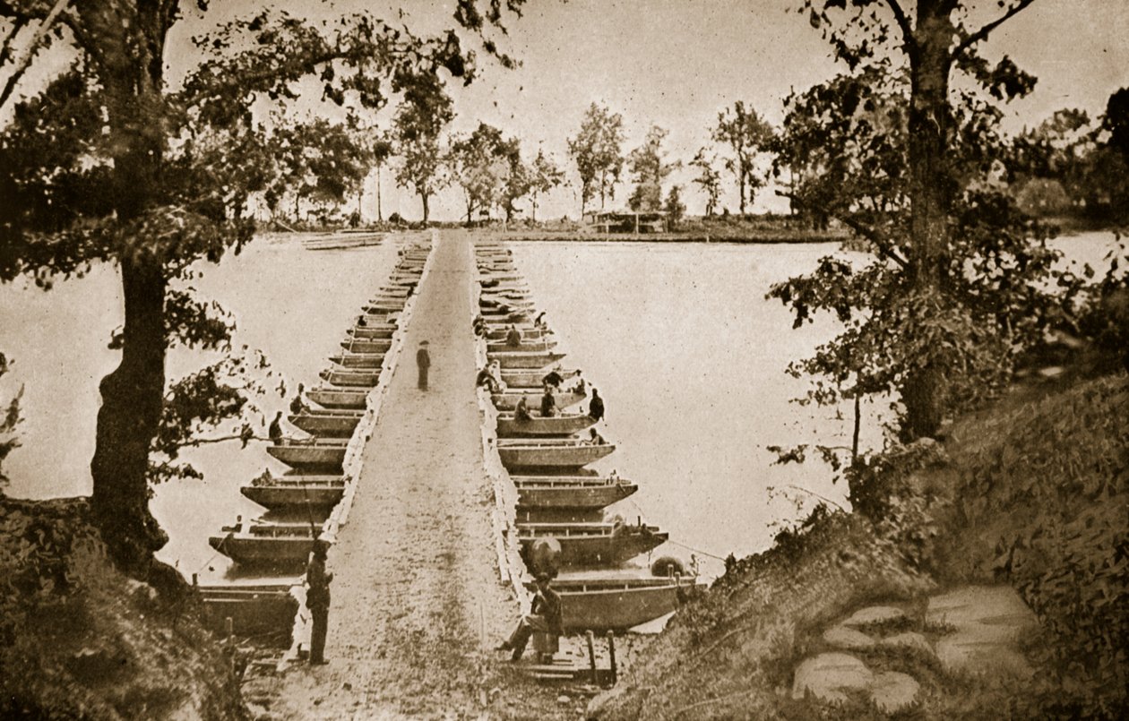 Puente de pontones en Deep Bottom en el James, 1861-65 de Mathew B. Brady