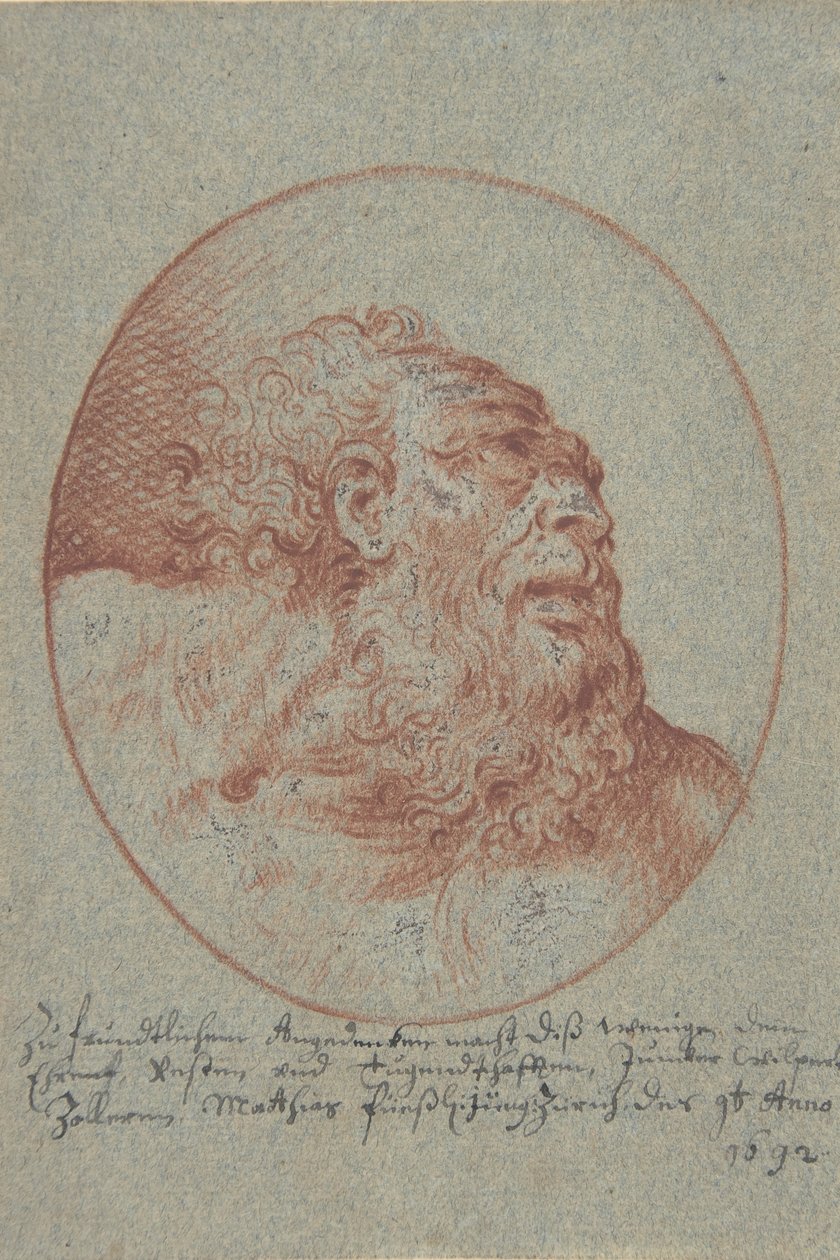 Cabeza de un hombre barbudo mirando a la derecha de Mathias Fussli