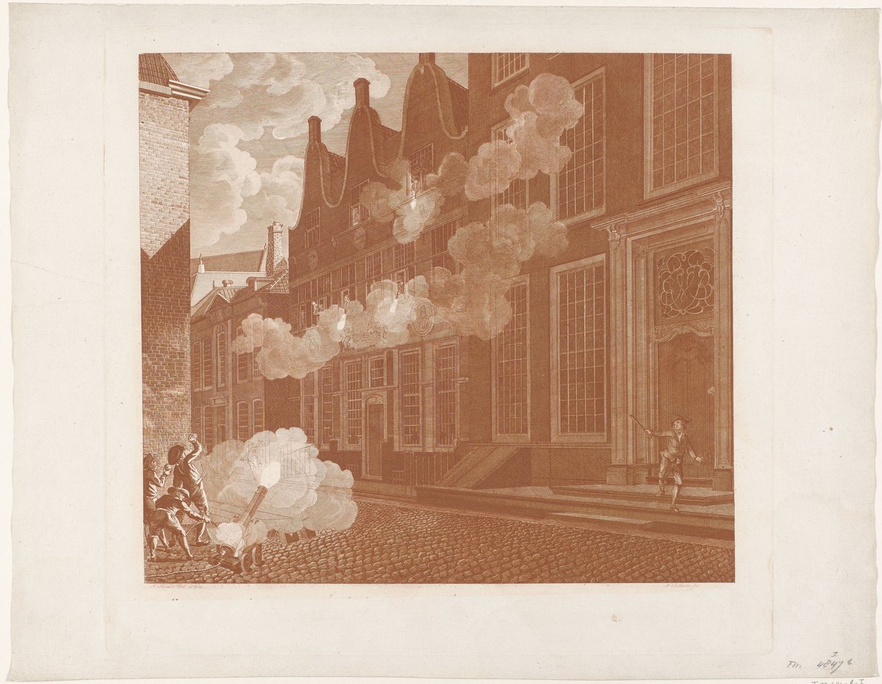 Bombardeo de la casa de Lucas van Steveninck, 1787 de Mathias de Sallieth