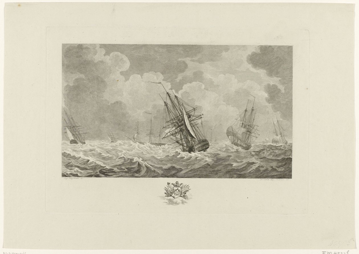 Flota holandesa en la tormenta, 1784 de Mathias de Sallieth