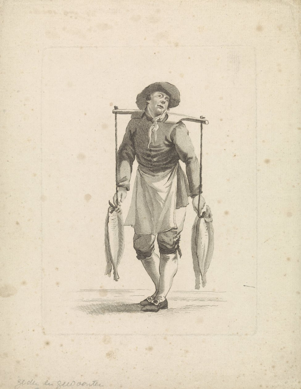 El vendedor de pescado lleva el pescado en un yugo de Mathias de Sallieth